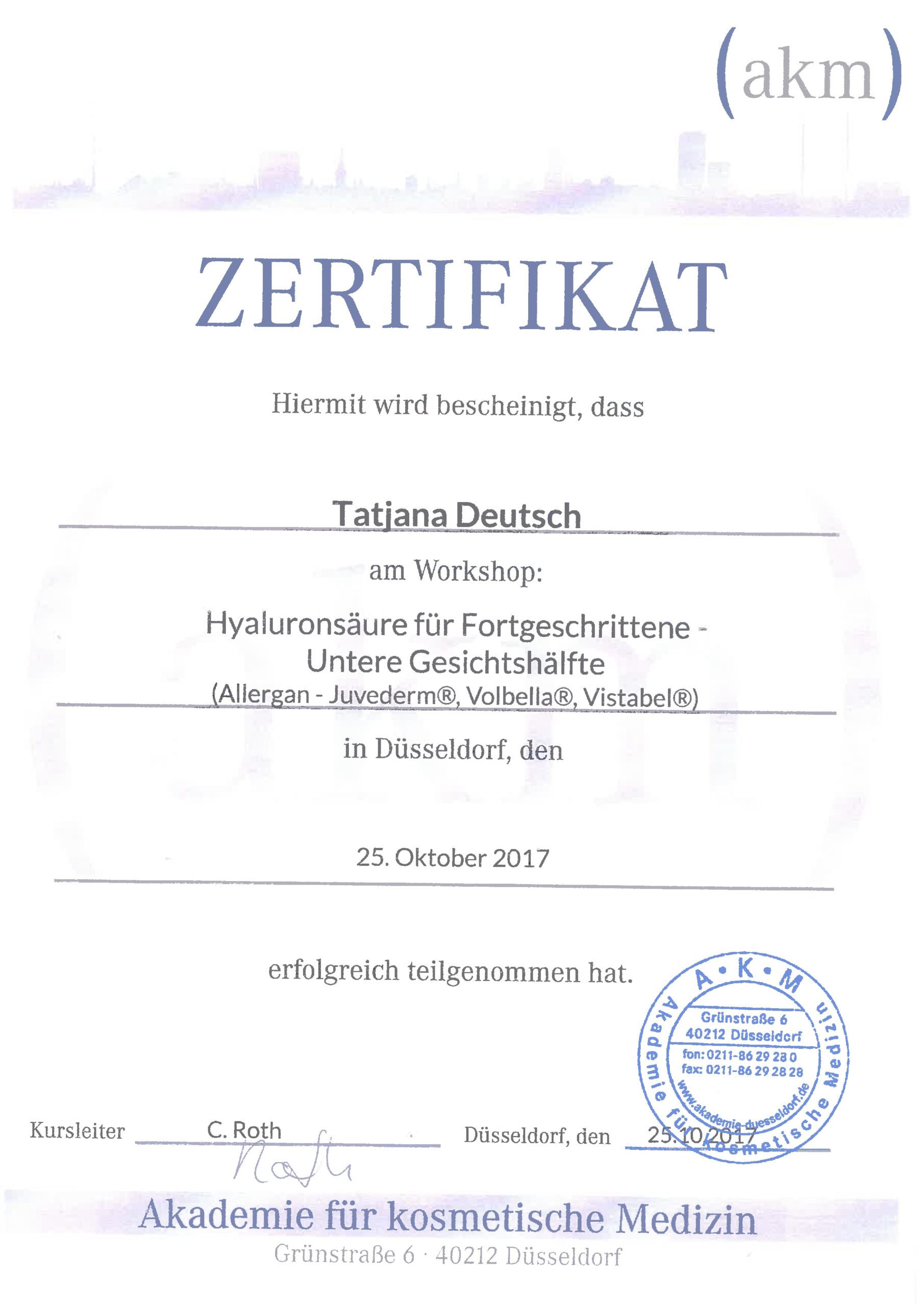 Zertifikat Hyaluron